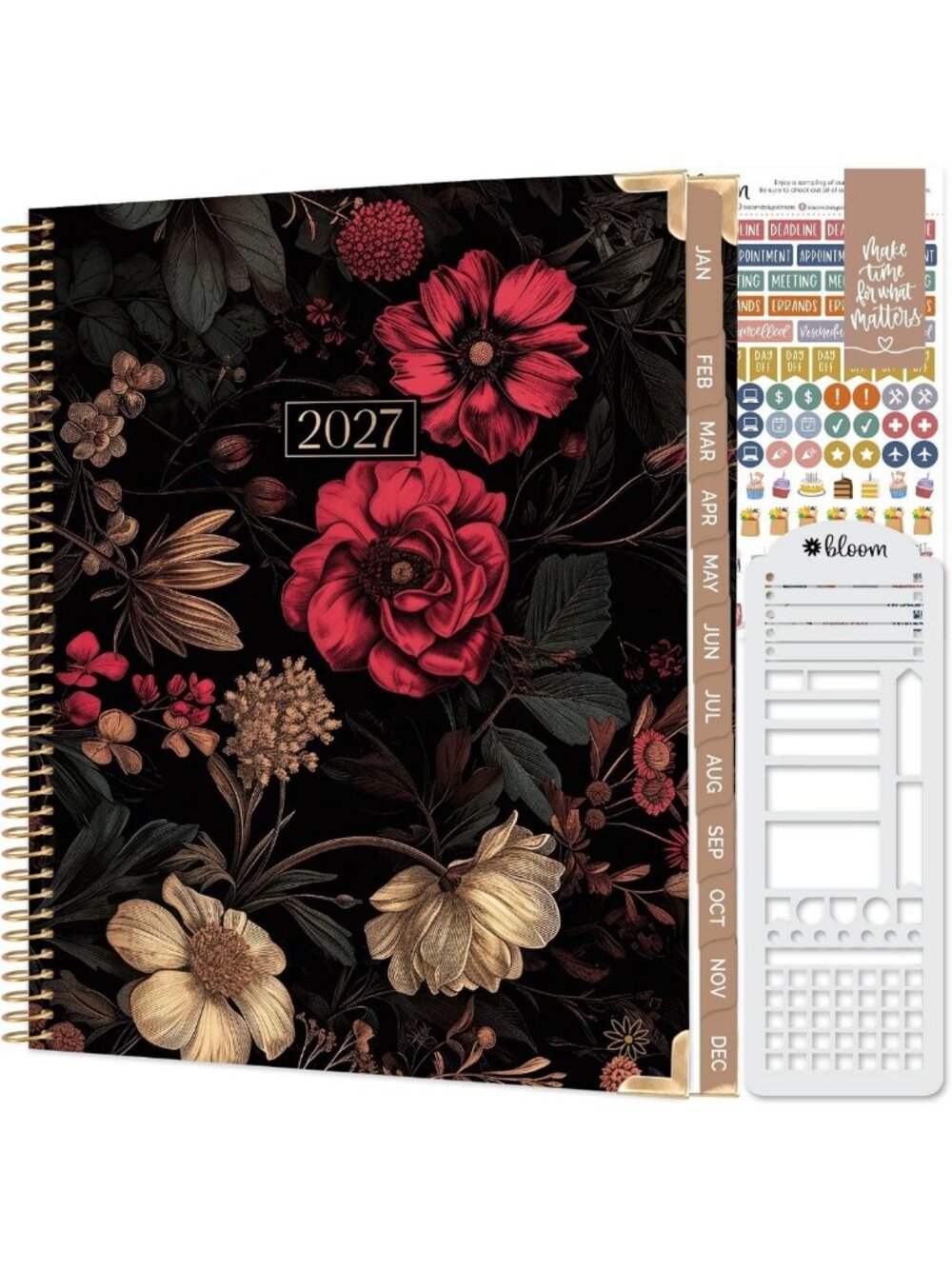 2027 Hardcover Planner & Stencil - 8.5” x 11" Monthly Weekly Goal Planner